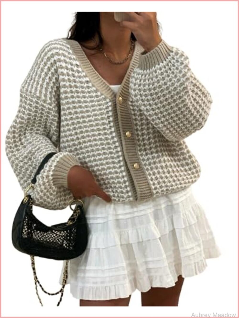 Chunky Knit V Neck Button Front Cropped Cardigan Sweater